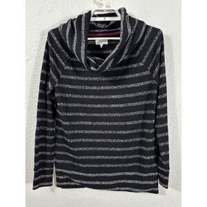 Lou & Grey Sweater Womens S‎ Black Good Striped Cowl Neck Top